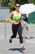 JESSICA LOWNDES in Tank Top and Leggings Jogging in Cannes