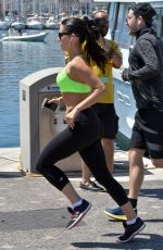 JESSICA LOWNDES in Tank Top and Leggings Jogging in Cannes