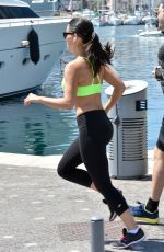JESSICA LOWNDES in Tank Top and Leggings Jogging in Cannes