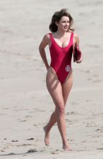 KEELEY HAZELL in Red Baywatch Bathing Suit at Nat Geo Channel Photoshoot