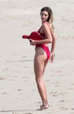 KEELEY HAZELL in Red Baywatch Bathing Suit at Nat Geo Channel Photoshoot