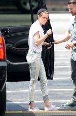 KRISTEN STEWART Arrives at Her Trailer in Atlanta 05/18/2015