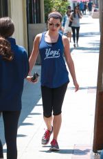 LEA MICHELE in Leggings Out in Brentwood 05/24/2015