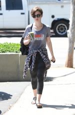 LILY COLLINS in Leggings Out and About in Los Angeles 05/01/2015