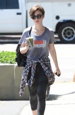 LILY COLLINS in Leggings Out and About in Los Angeles 05/01/2015