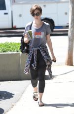 LILY COLLINS in Leggings Out and About in Los Angeles 05/01/2015