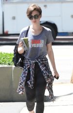 LILY COLLINS in Leggings Out and About in Los Angeles 05/01/2015