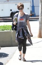 LILY COLLINS in Leggings Out and About in Los Angeles 05/01/2015
