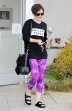 LILY COLLINS Leaves a Gym in West Hollywood 05/08/2015