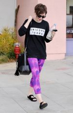 LILY COLLINS Leaves a Gym in West Hollywood 05/08/2015