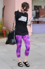 LILY COLLINS Leaves a Gym in West Hollywood 05/08/2015