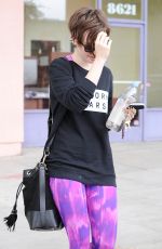 LILY COLLINS Leaves a Gym in West Hollywood 05/08/2015