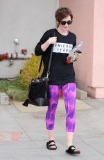 LILY COLLINS Leaves a Gym in West Hollywood 05/08/2015