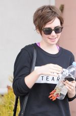 LILY COLLINS Leaves a Gym in West Hollywood 05/08/2015