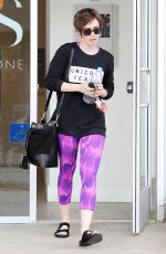 LILY COLLINS Leaves a Gym in West Hollywood 05/08/2015