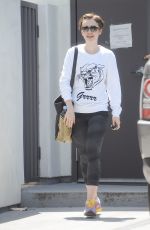 LILY COLLINS Leaves a Gym in West Hollywood 05/11/2015
