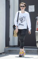 LILY COLLINS Leaves a Gym in West Hollywood 05/11/2015
