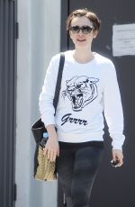 LILY COLLINS Leaves a Gym in West Hollywood 05/11/2015