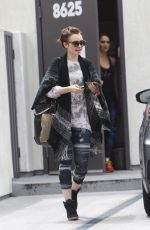 LILY COLLINS Leaves a Gym in West Hollywood 05/15/2015