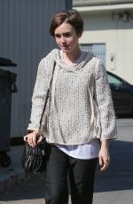 LILY COLLINS Leaves a Hair Salon in West Hollywood 05/15/2015