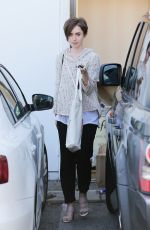 LILY COLLINS Leaves a Hair Salon in West Hollywood 05/15/2015