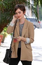 LILY COLLINS Out and About in Beverly Hills 05/28/2015
