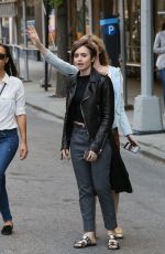 LILY COLLINS Out and About in New York 05/03/2015