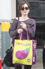 LILY COLLINS Out Shopping in Los Angeles 05/06/2015