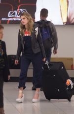 LILY JAMES Arrives Airport in Adelaide