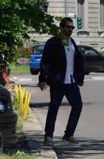 MICHELLE HUNZIKER and Tomaso Trussardi Out and About in Milan 05/10/2015