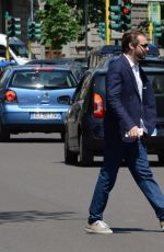 MICHELLE HUNZIKER and Tomaso Trussardi Out and About in Milan 05/10/2015