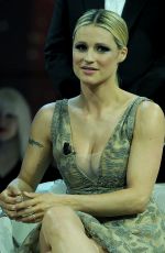MICHELLE HUNZIKER on the Set of a TV Show in Milan