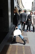 MICHELLE HUNZIKER Out and About in Milan 04/28/2015