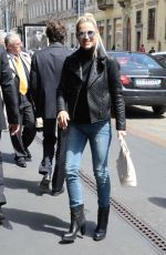 MICHELLE HUNZIKER Out and About in Milan 04/28/2015