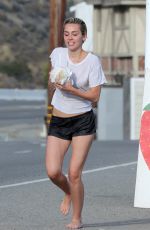 MILEY CYRUS in SHorts Out and About in Los Angeles 04/30/2015