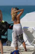 NATASHA OAKLEY in White Bikini on the Beach in Miami 05/09/2015