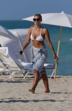 NATASHA OAKLEY in White Bikini on the Beach in Miami 05/09/2015