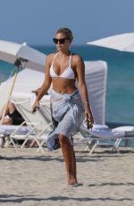 NATASHA OAKLEY in White Bikini on the Beach in Miami 05/09/2015