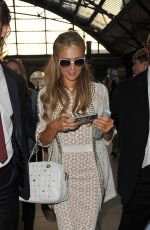 PARIS HILTON at Euston Train Station in London