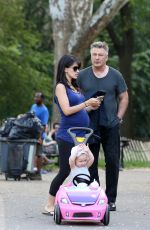 Pregnant HILARIA BALDWIN and Alec Baldwin at a Park in New York