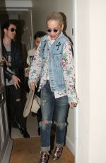 RITA ORA Leaves a Party at a Friend