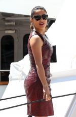SALMA HAYEK Arrives at a Boat in Cannes