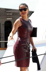 SALMA HAYEK Arrives at a Boat in Cannes