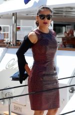 SALMA HAYEK Arrives at a Boat in Cannes