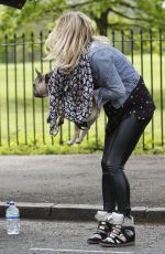 SARAH HARDING Walks Her Dog Out in Primrose Hill 05/07/2015