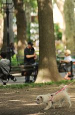 VANESSA HUDGENS Taking Her Dog to a Park in New York