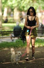 VANESSA HUDGENS Taking Her Dog to a Park in New York