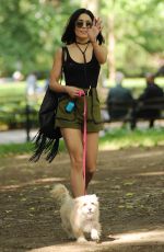 VANESSA HUDGENS Taking Her Dog to a Park in New York