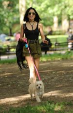 VANESSA HUDGENS Taking Her Dog to a Park in New York