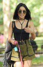 VANESSA HUDGENS Taking Her Dog to a Park in New York